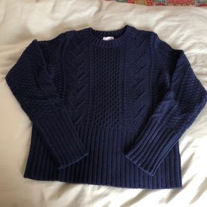 Navy blue cable knit sweater